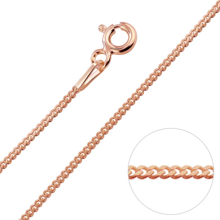 9ct Rose Gold plated 1.2mm Diamond Cut Curb Chain Necklace