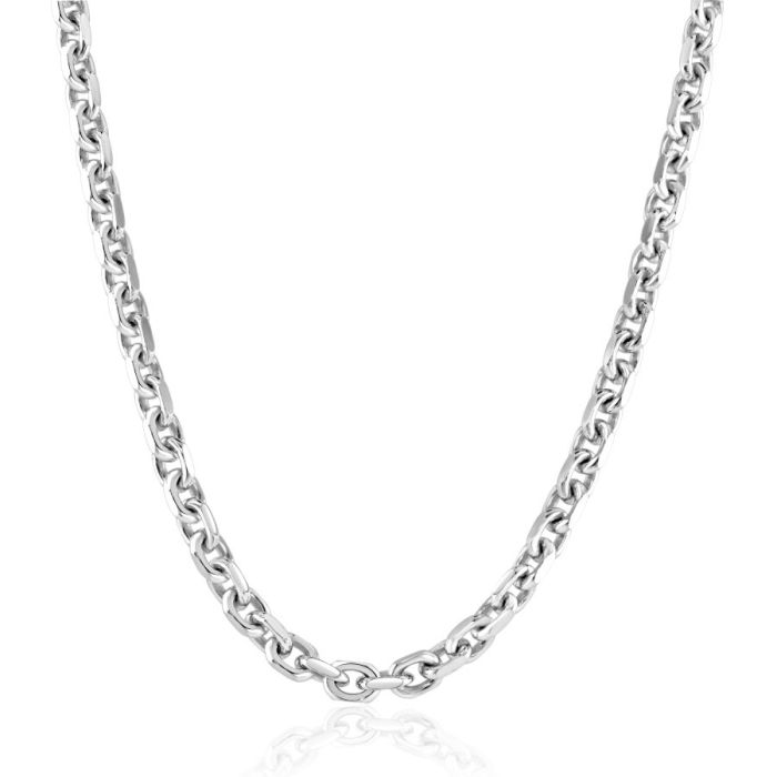 Sterling Silver 3.5mm Anchor Chain Necklace Diamond Cut