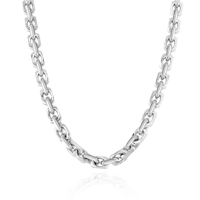 Sterling Silver 4.6mm Anchor Chain Necklace Diamond Cut