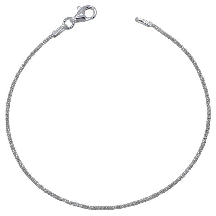 Sterling Silver 1.2mm Popcorn Link Bracelet with Chain