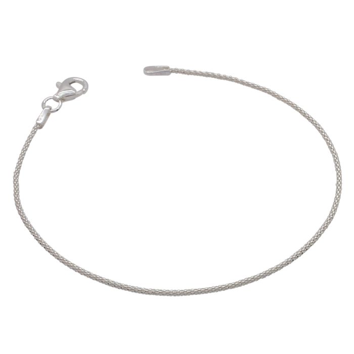Sterling Silver 1.2mm Popcorn Link Bracelet with Chain