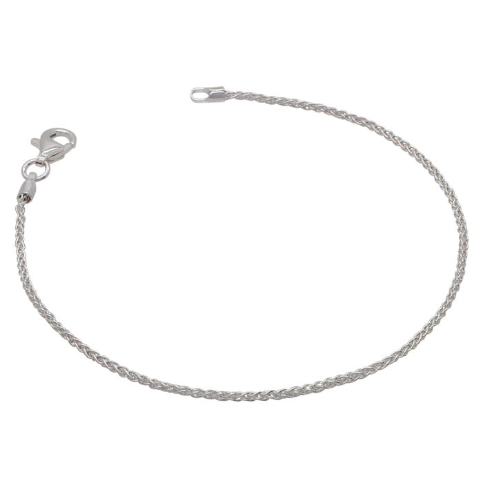 Sterling Silver 1.3mm Spiga Wheat Link Bracelet with Chain