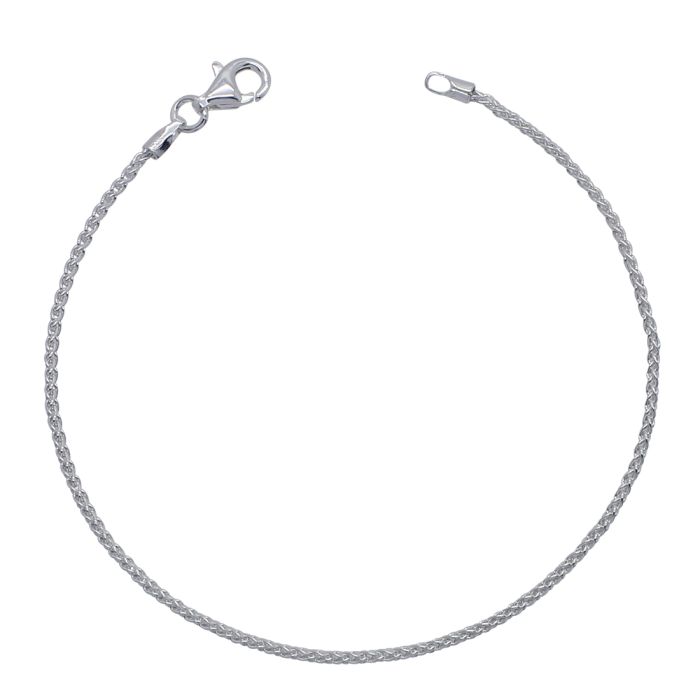 Sterling Silver 1.3mm Spiga Wheat Link Bracelet with Chain