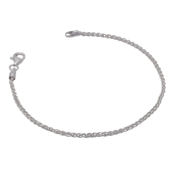 Sterling Silver 1.9mm Spiga Wheat Link Bracelet with Chain
