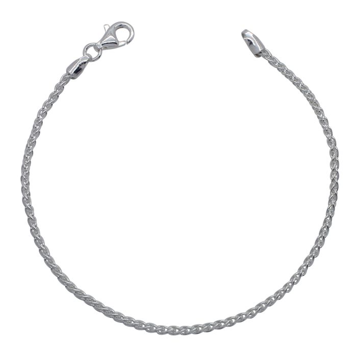 Sterling Silver 1.9mm Spiga Wheat Link Bracelet with Chain