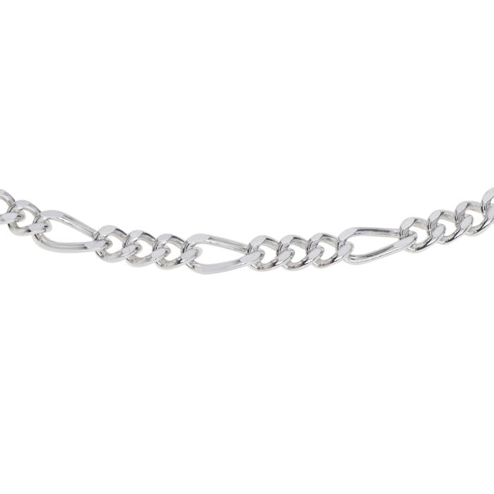 Sterling Silver 2mm Diamond Cut Figaro Link Bracelet with Chain