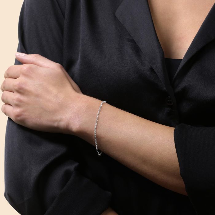 Sterling Silver 2mm Belcher Link Bracelet with Chain