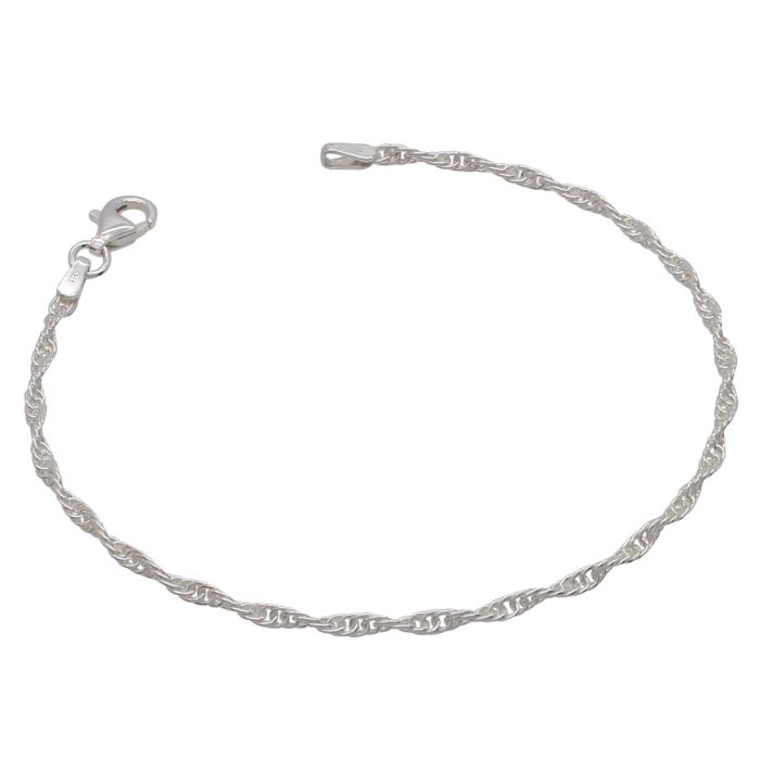 Sterling Silver 2mm Loose Rope / Prince of Wales Bracelet