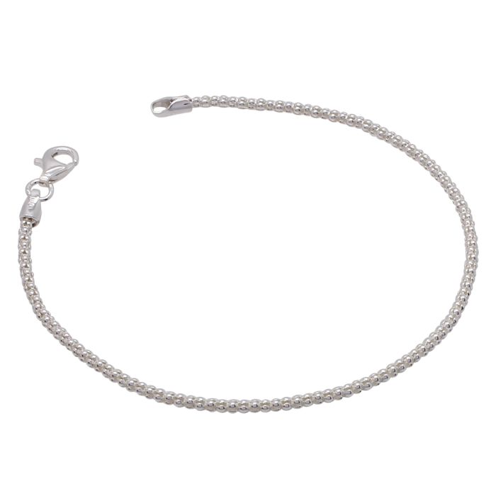 Sterling Silver 2mm Popcorn Link Bracelet with Chain