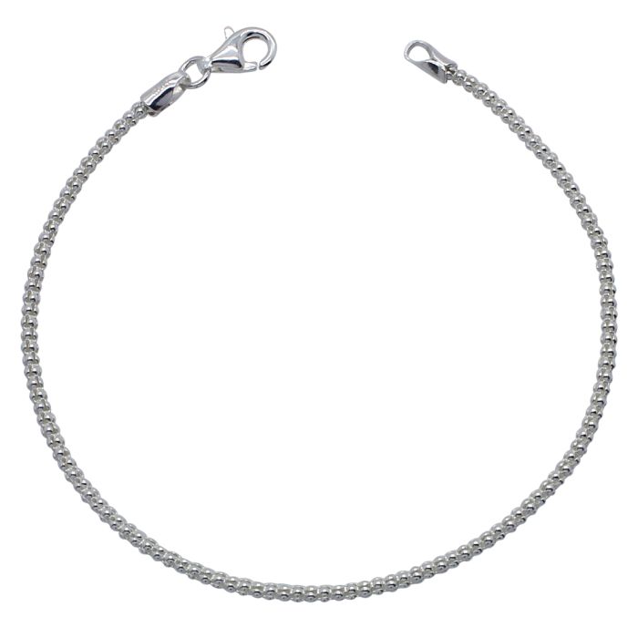 Sterling Silver 2mm Popcorn Link Bracelet with Chain