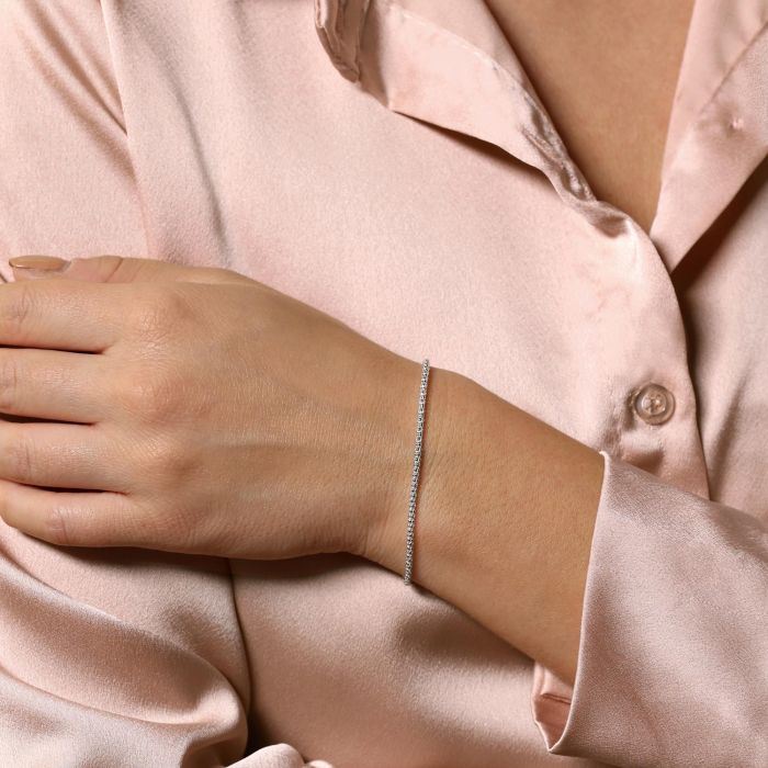 Sterling Silver 2mm Popcorn Link Bracelet with Chain