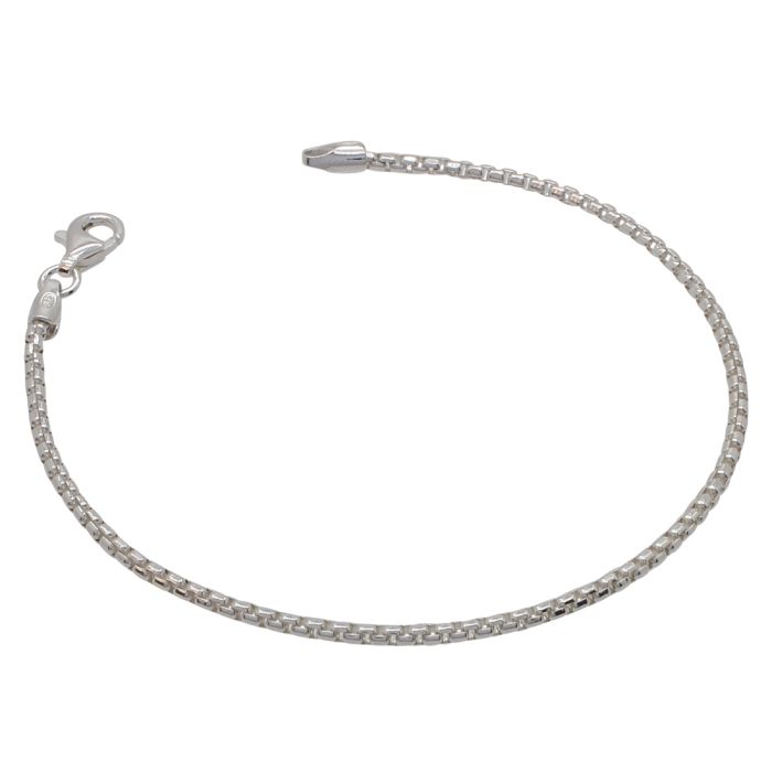 Sterling Silver 2mm Rounded Box Link Bracelet