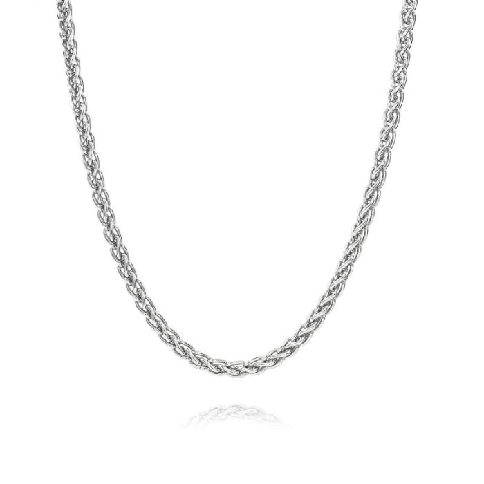 Sterling Silver 3.4mm Spiga Wheat Chain Necklace Heavy