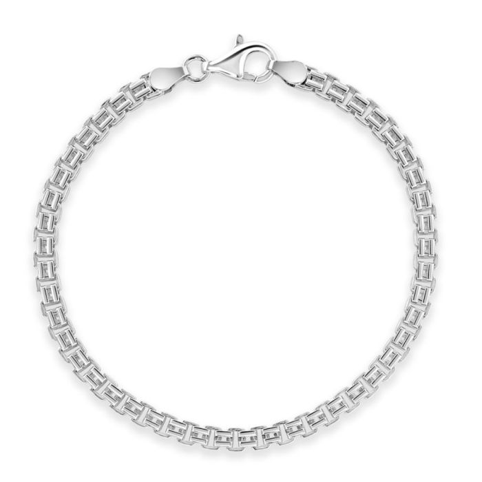 Sterling Silver 3.9mm Double Box Bracelet Diamond Cut