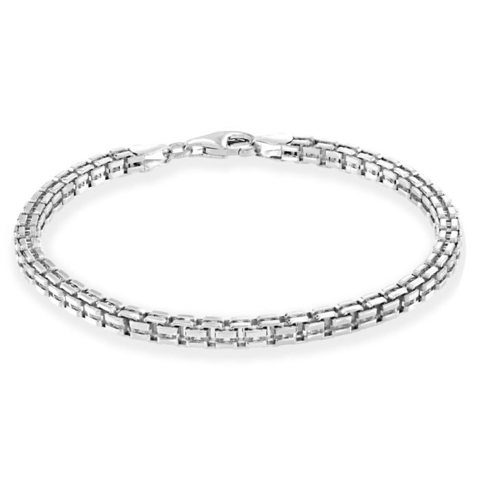 Sterling Silver 3.9mm Double Box Bracelet Diamond Cut