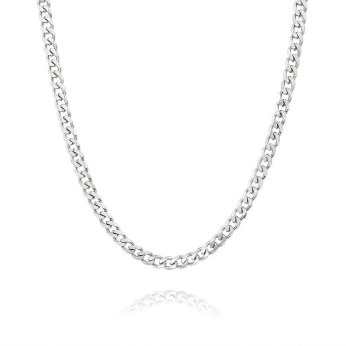 Sterling Silver 4.3mm Diamond Cut Curb Chain Necklace 