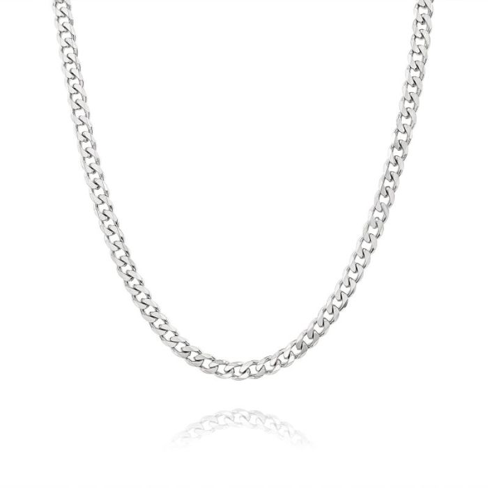 Sterling Silver 4.3mm Diamond Cut Curb Link Bracelet with Chain