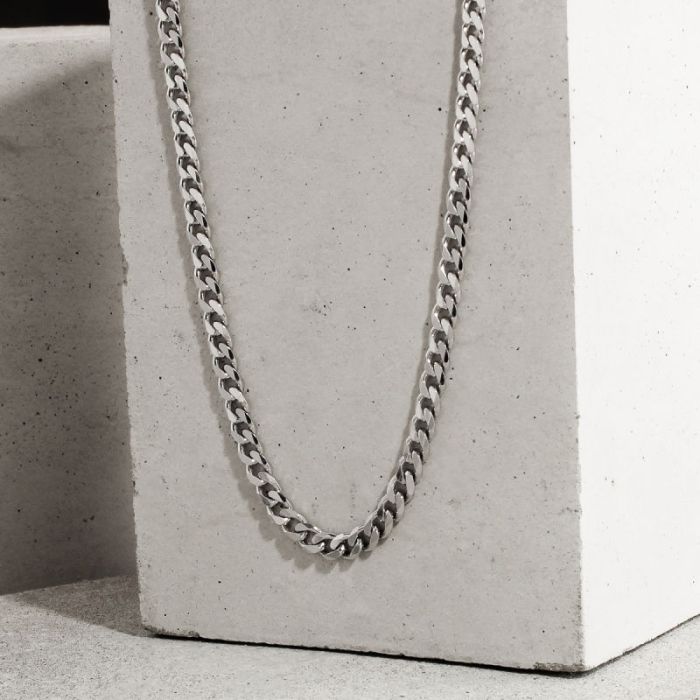 Sterling Silver 4.3mm Diamond Cut Curb Link Bracelet with Chain