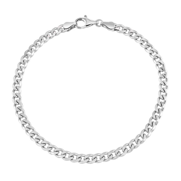 Sterling Silver 4.3mm Diamond Cut Curb Link Bracelet with Chain