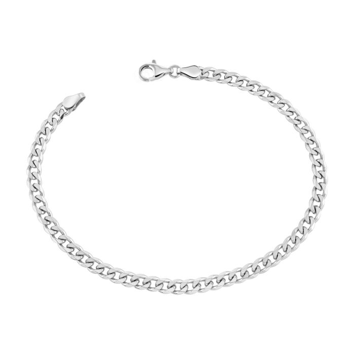 Sterling Silver 4.3mm Diamond Cut Curb Link Bracelet with Chain