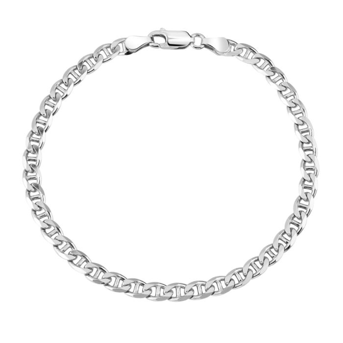 Sterling Silver 4.6mm Diamond Cut Marina Link Bracelet with Chain