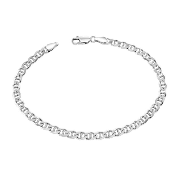 Sterling Silver 4.6mm Diamond Cut Marina Link Bracelet with Chain