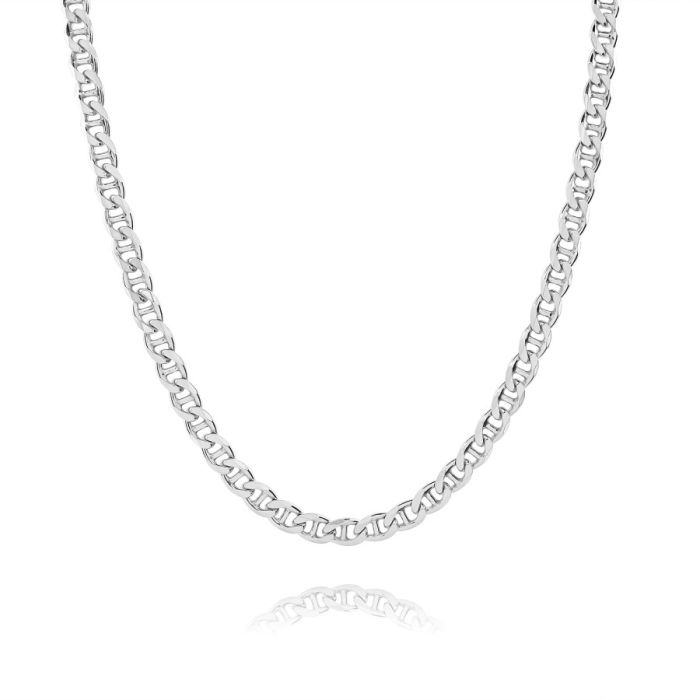 Sterling Silver 4.6mm Diamond Cut Marina Link Bracelet with Chain