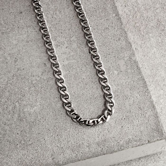 Sterling Silver 4.6mm Diamond Cut Marina Link Bracelet with Chain