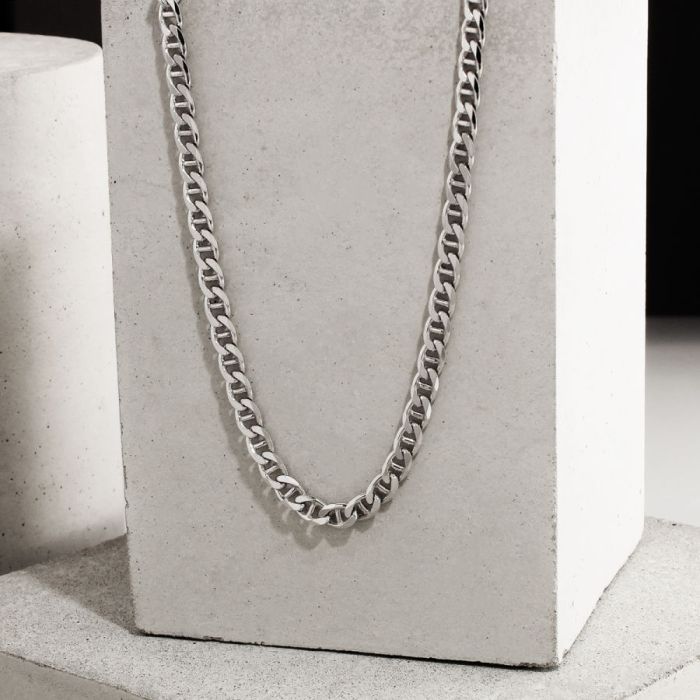 Sterling Silver 4.6mm Diamond Cut Marina Link Bracelet with Chain