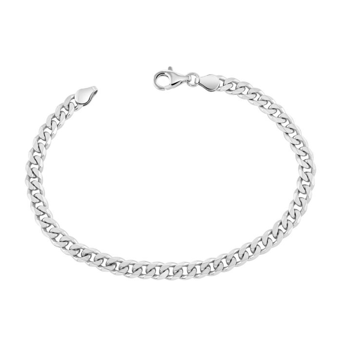 Sterling Silver 5.4mm Diamond Cut Curb Link Bracelet with Chain