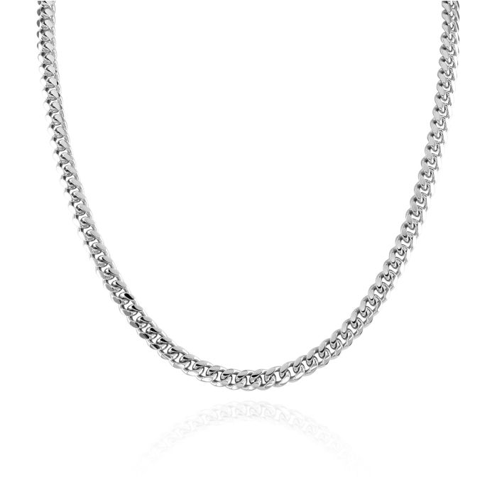 Sterling Silver 5.6mm Diamond Cut Cuban Bracelet with Chain