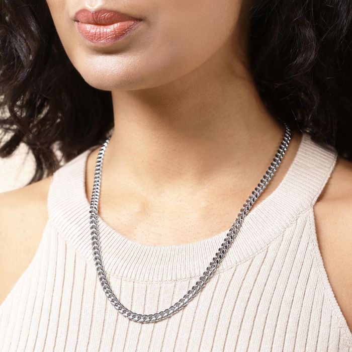 Sterling Silver 5.6mm Diamond Cut Cuban Bracelet with Chain