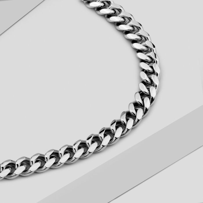 Sterling Silver 5.6mm Diamond Cut Cuban Bracelet with Chain