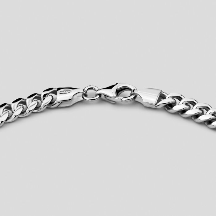 Sterling Silver 5.6mm Diamond Cut Cuban Bracelet with Chain