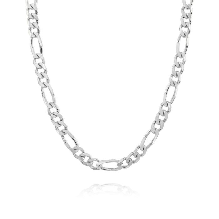 Sterling Silver 5.7mm Diamond Cut Figaro Link Bracelet with Chain