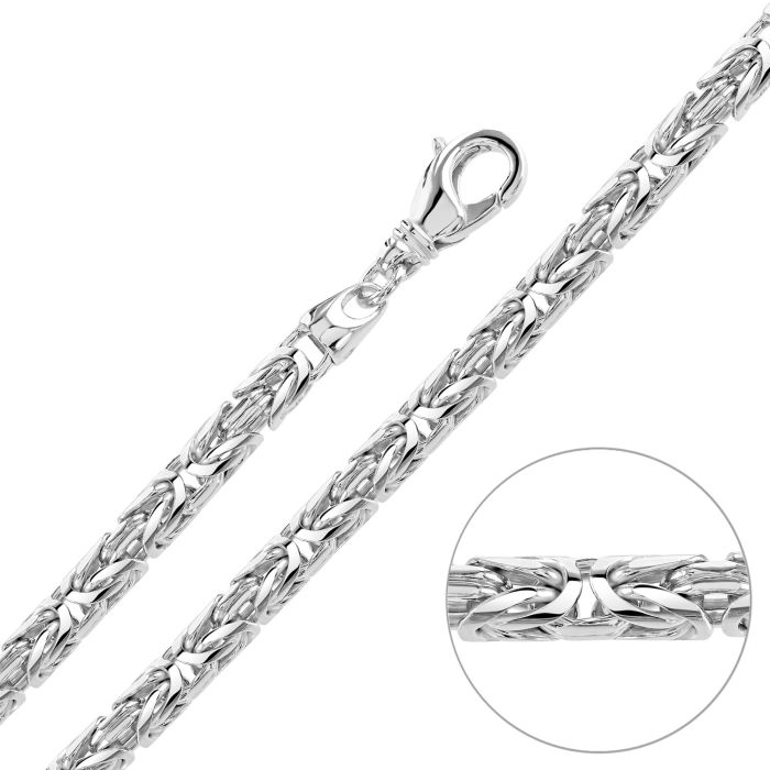 Sterling Silver 5.7mm Round Byzantine Bracelet with Chain