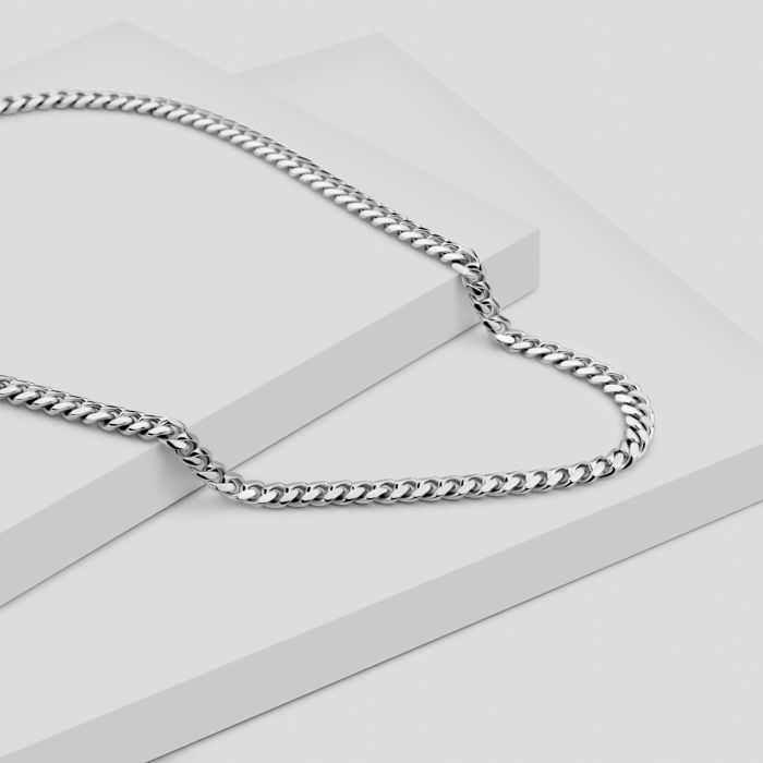 Sterling Silver 6.3mm Diamond Cut Cuban Bracelet with Chain