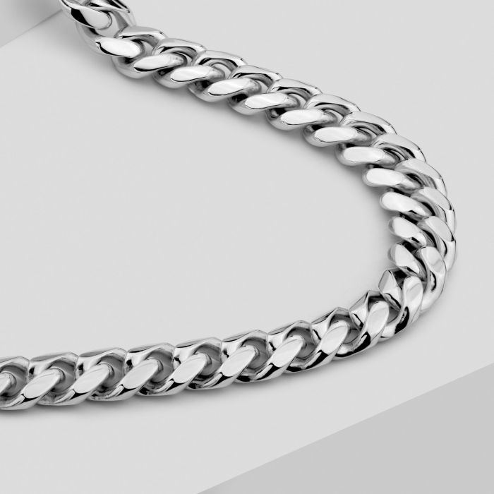 Sterling Silver 6.3mm Diamond Cut Cuban Bracelet with Chain