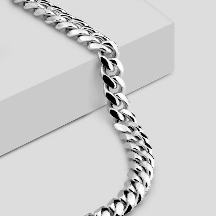 Sterling Silver 6.3mm Diamond Cut Cuban Bracelet with Chain