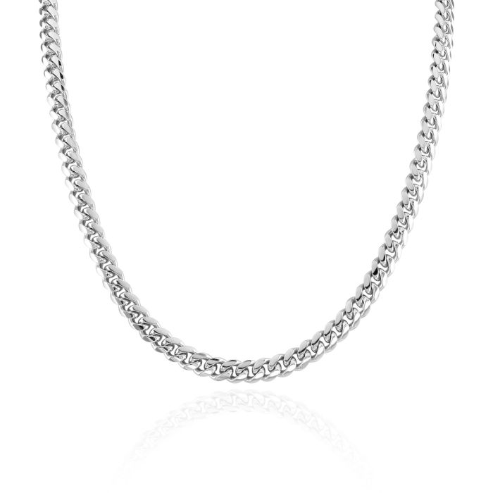 Sterling Silver 6.3mm Diamond Cut Cuban Bracelet with Chain