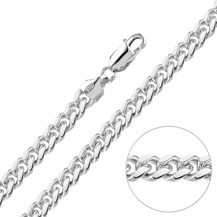 Sterling Silver 6.3mm Diamond Cut Cuban Bracelet with Chain