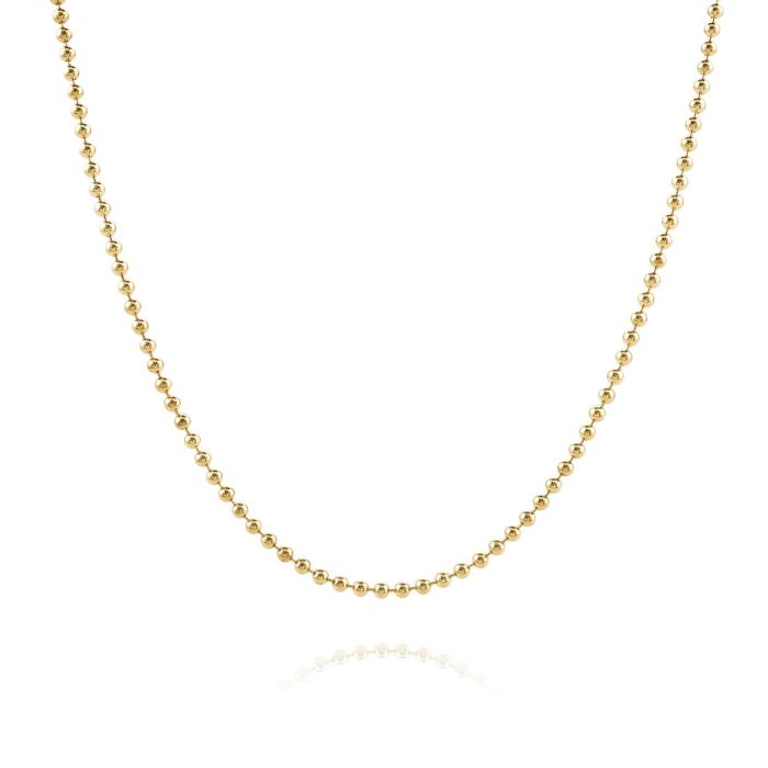 Yellow Gold Plated Sterling Silver 1.5mm Ball Bead Link Bracelet with Chain