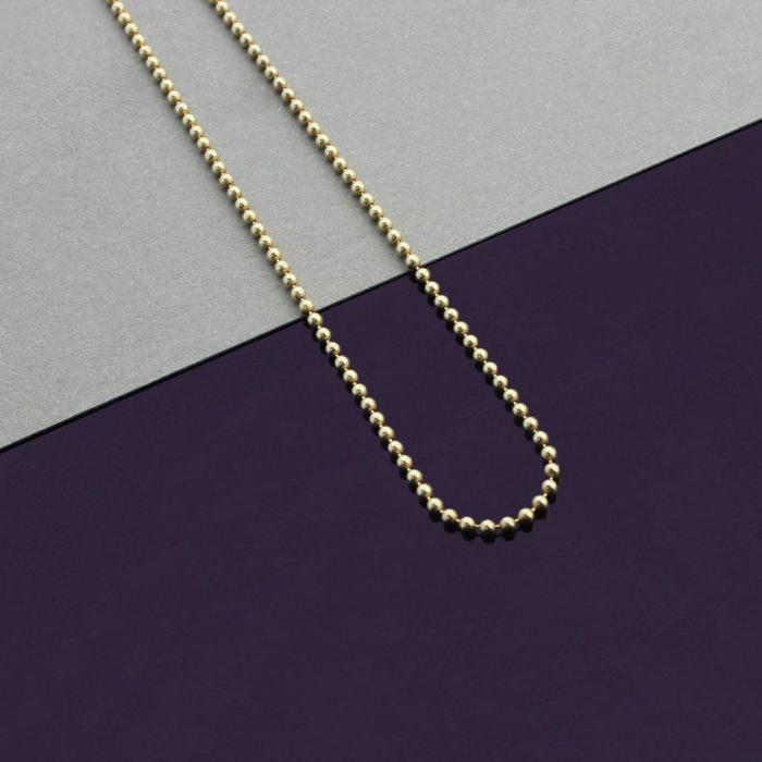 Yellow Gold Plated Sterling Silver 1.5mm Ball Bead Link Bracelet with Chain