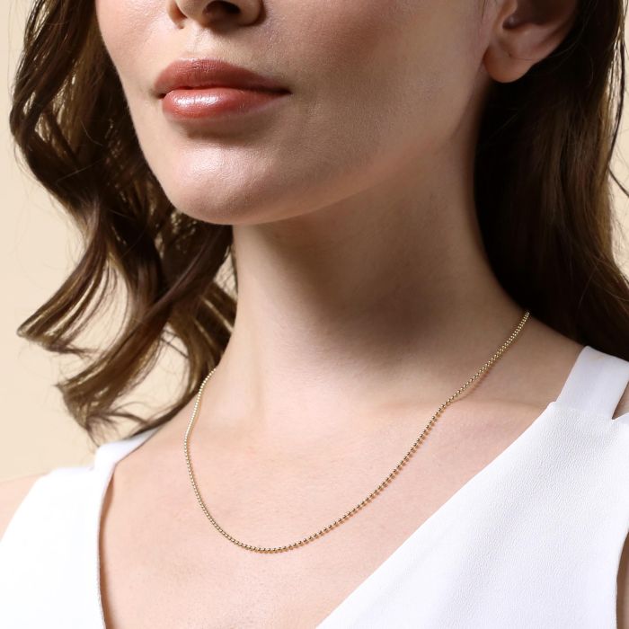 Yellow Gold Plated Sterling Silver 1.5mm Ball Bead Link Bracelet with Chain