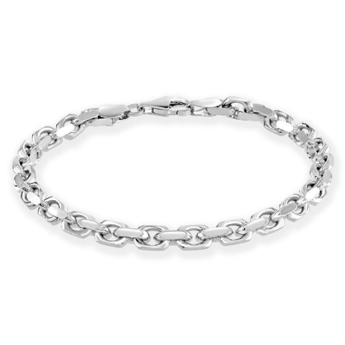 Sterling Silver 4.3mm Anchor Bracelet Diamond Cut
