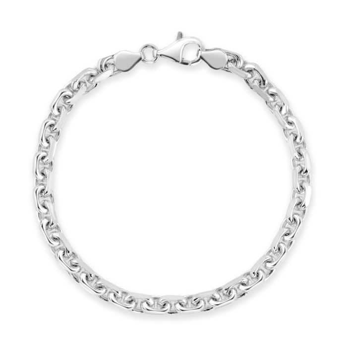 Sterling Silver 4.3mm Anchor Bracelet Diamond Cut