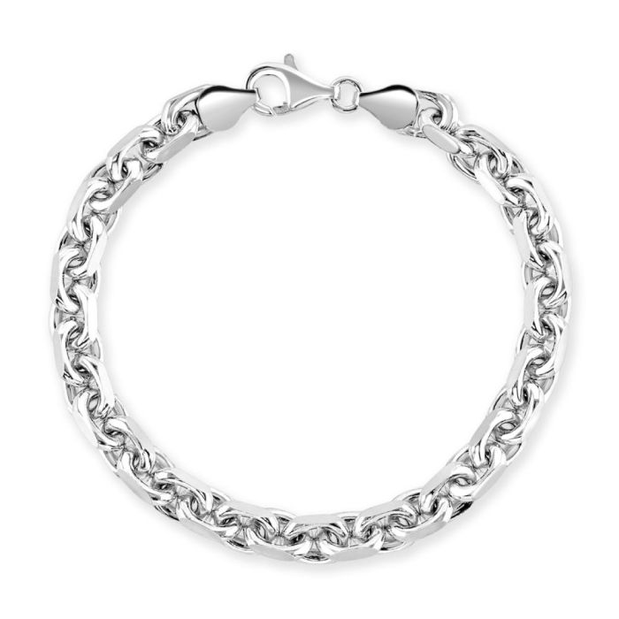 Sterling Silver 6.3mm Anchor Bracelet Diamond Cut