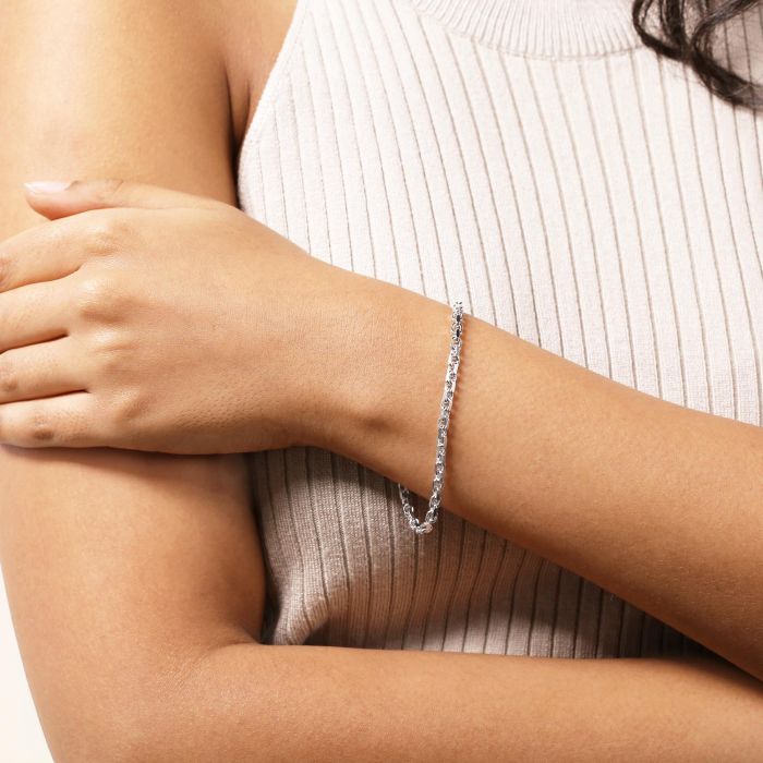 Sterling Silver 3.5mm Anchor Bracelet with Chain