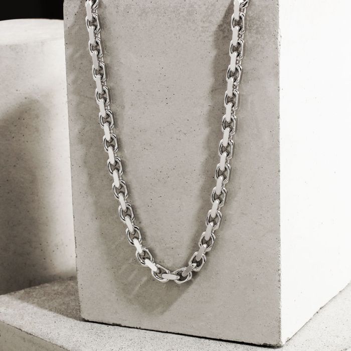 Sterling Silver 4.6mm Anchor Chain Necklace Diamond Cut