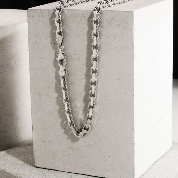 Sterling Silver 4.6mm Anchor Chain Necklace Diamond Cut